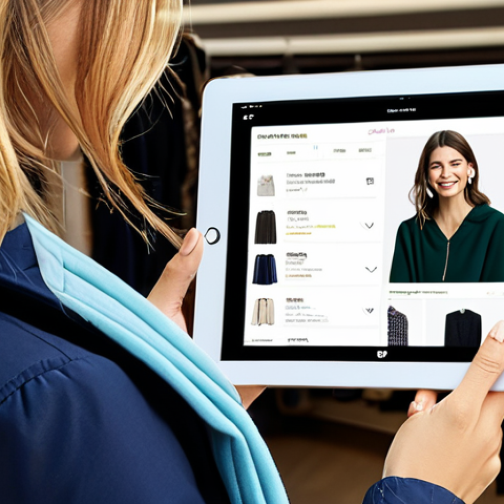 Personalized Shopping Experience**

"A vibrant image of a woman browsing an online fashion store on her tablet, fully clothed in a stylish, casual outfit. The website displays personalized recommendations based on her past purchases and browsing history. Warm and inviting lighting, showcasing user-friendly interface. safe for work, appropriate content, fully clothed, professional, perfect anatomy, natural proportions, high-quality digital art. She's smiling, looking at clothes. The background subtly displays a Spanish-language shopping site design."

**