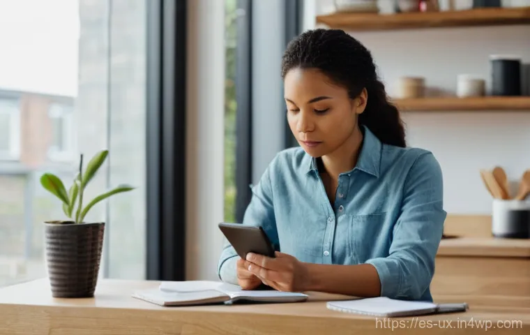 공감 기반 UX 평가 방법 - "A detailed, realistic photograph of a female user, around 35 years old, with diverse ethnicity, dre...