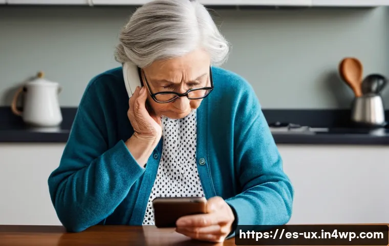 공감 기반 UX 사례 분석 - **Prompt 1: Elderly Woman Struggling with a Mobile Banking App**
    A detailed, realistic portrayal...