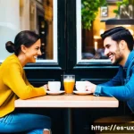 사용자 조사에서의 공감적 접근법 - A cozy urban café scene in Madrid during a sunny morning, featuring diverse customers enjoying coffe...