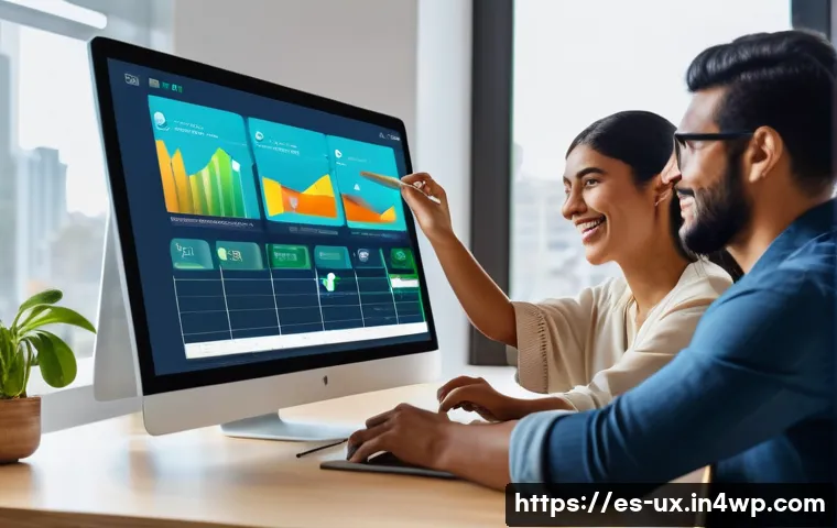 사람 중심 디자인 원칙 - A warm, modern digital workspace scene featuring a diverse group of Latin American professionals col...